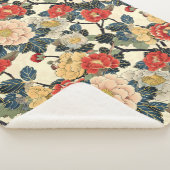 浮世絵日本のの花柄 シェルパブランケット (3/4)