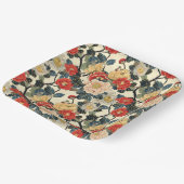 浮世絵日本のの花柄 ペーパープレート (傾斜あり)