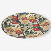 浮世絵日本のの花柄 ペーパープレート (アングル)