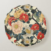 浮世絵日本のの花柄 ラウンドクッション (裏面)