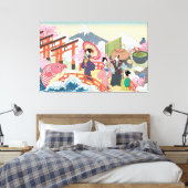 浮世絵日本のスタイルキャンバス キャンバスプリント (インサイチュ (寝室))