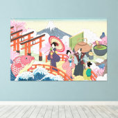 浮世絵日本のスタイルキャンバス キャンバスプリント (インサイチュ (ウッドフロア))