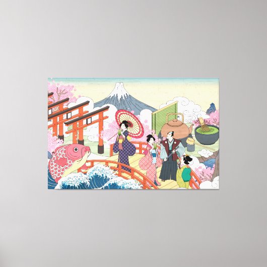 浮世絵日本のスタイルキャンバス キャンバスプリント (正面)
