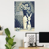 浮世絵日本のスタイルバニーとダッフォジルイースター ポスター (ホームオフィス)