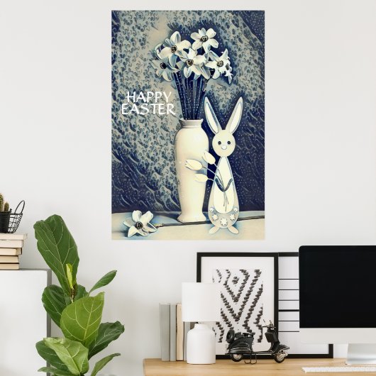 浮世絵日本のスタイルバニーとダッフォジルイースター ポスター (ホームオフィス)