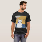 浮世絵日本の猫オリジナルのアートワーク Tシャツ (正面フル)