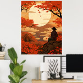 浮世絵日本秋秋の侍 ポスター (ホームオフィス)