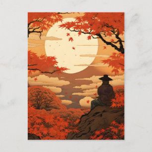 浮世絵日本秋秋の侍 ポストカード