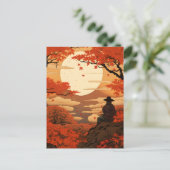 浮世絵日本秋秋の侍 ポストカード (スタンド正面)