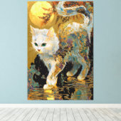 浮世絵猫 | 木版画日本の術 キャンバスプリント (インサイチュ (ウッドフロア))