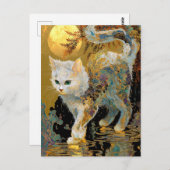 浮世絵猫 | 木版画日本の術 ポストカード (正面/裏面)