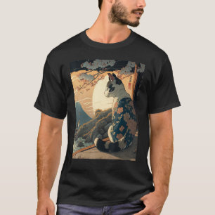 浮世絵神奈川ヴィンテージ日本のタトゥーキャットグラフ Tシャツ