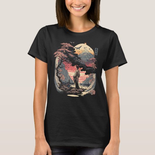 浮世絵神奈川ヴィンテージ日本のタトゥーグラフィック Tシャツ (正面)