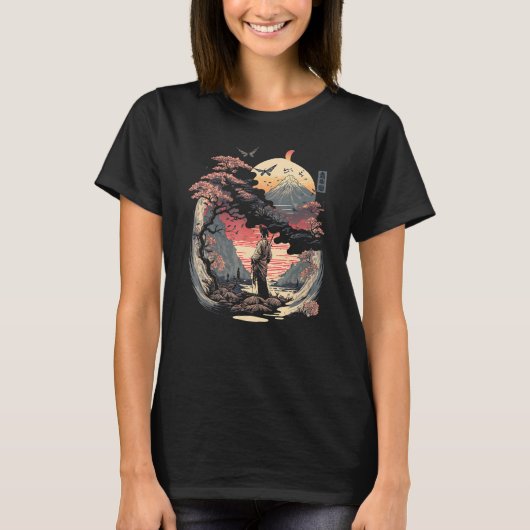 浮世絵神奈川ヴィンテージ日本のタトゥーグラフィック Tシャツ (正面)