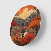 浮世絵秋 ラウンド壁時計 (傾斜)