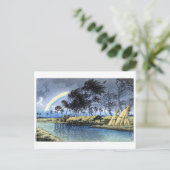 浮世絵蓮井n02八田加賀と秋の虹 ポストカード (スタンド正面)