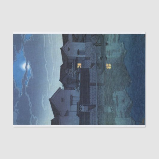 浮世絵蓮井n07松江出雲（霞んだ月） 薄葉紙 (正面)