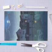 浮世絵蓮井n07松江出雲（霞んだ月） 薄葉紙 (クラフト)