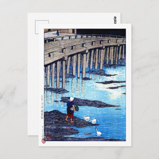 浮世絵蓮井n19祇園橋、天草市本堂 ポストカード (正面/裏面)