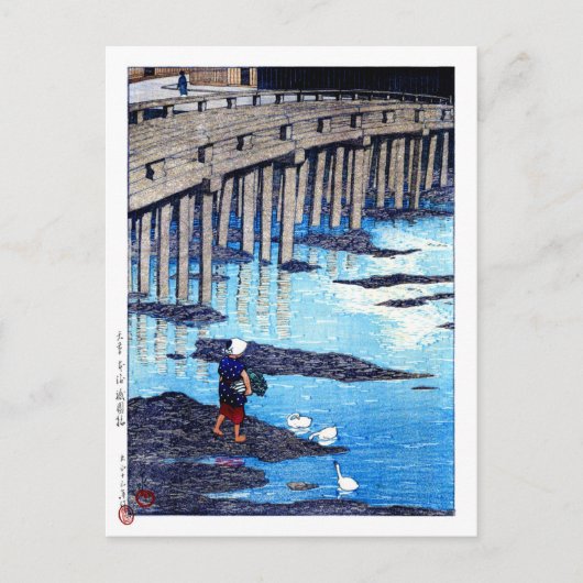 浮世絵蓮井n19祇園橋、天草市本堂 ポストカード (正面)