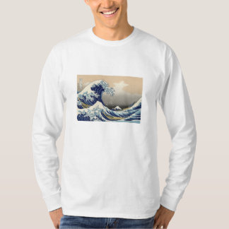 浮世絵長袖Tシャツ Ukiyoe T-Shirt 葛飾北斎 「富嶽三十六景 神奈川沖浪裏」 Tシャツ