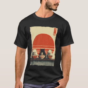 浮世絵風かわいい猫ラーメン Tシャツ