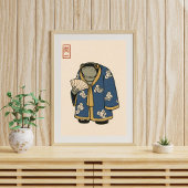浮世絵風のカエルイラストアート ポスター