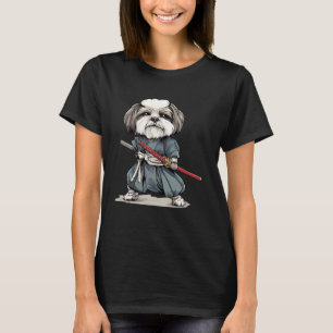 浮世絵風のラサ・アプソ犬 サムライ・ドッグ Tシャツ