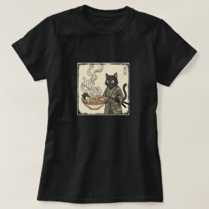 浮世絵風の侍猫ラーメン Tシャツ