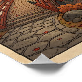 浮世絵風の富士山の秋景色 ポスター (角)