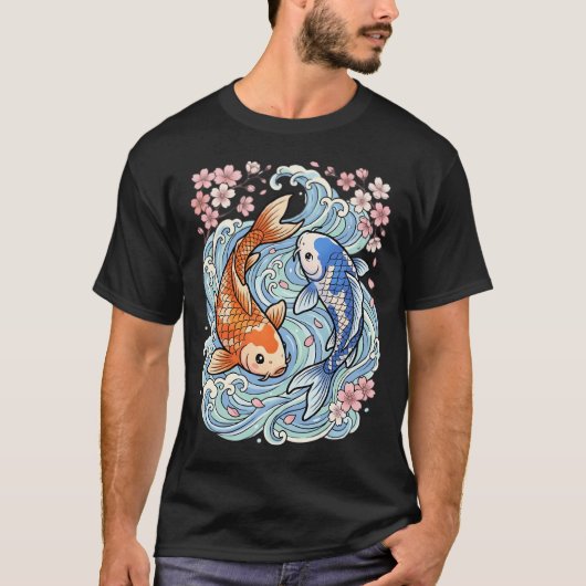 浮世絵風の日本武者アート Tシャツ (正面)