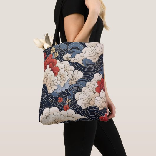 浮世絵風の波 トートバッグ (クローズアップ)