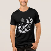 浮世絵風の猫サッカー:日本美術愛好家に捧ぐ トライブレンドTシャツ (正面)
