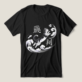 浮世絵風の猫サッカー:日本美術愛好家に捧ぐ トライブレンドTシャツ
