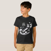 浮世絵風の猫サッカー:日本美術愛好家に捧ぐ Tシャツ (正面フル)