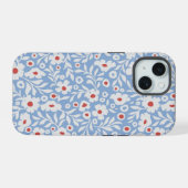 浮世絵風の花柄 iPhone 15ケース (裏面横)