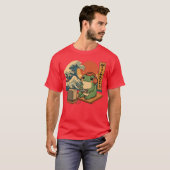 浮世絵風ゲーミングカエルアート 日本のゲーマーアニメ男性用 Tシャツ (正面フル)