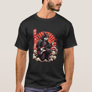 浮世絵風侍猫のエレキ演奏 Tシャツ