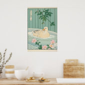 浮世絵風呂場のアヒル 壁画 日本風バスルーム ポスター (キッチン)