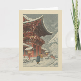 浮世絵風日本寺院のクリスマスカード シーズンカード
