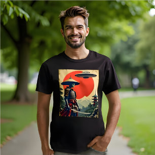 浮世絵風景日本のエイリアン武おもしろい士 Tシャツ