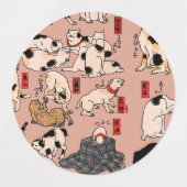 浮世絵風猫柄: 国芳 ラベル (デザイン2)