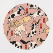 浮世絵風猫柄: 国芳 ラベル (デザイン1)