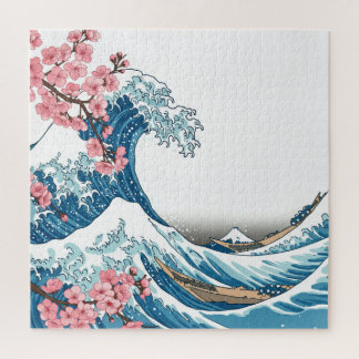 浮世絵風荒波と桜 ジグソーパズル