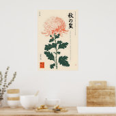 浮世絵風菊の壁掛け ポスター (キッチン)