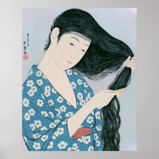 浮世絵 [五葉] 髪梳き (XL) ポスター (正面)