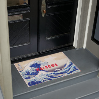 浮世絵 – 北斎： No.21素晴らし Wave - ドアマット