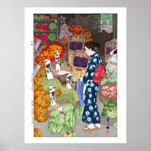 浮世絵 - 吉田博 - 16 - 根津の正直八百屋 ポスター