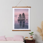 浮世絵 – 吉田 – 12 – セーリングボート夕べ- 吊り下げ型タペストリー (寝室)