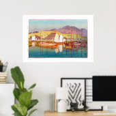 浮世絵 – 吉田 – 17 – 潮待ち –  ポスター (ホームオフィス)